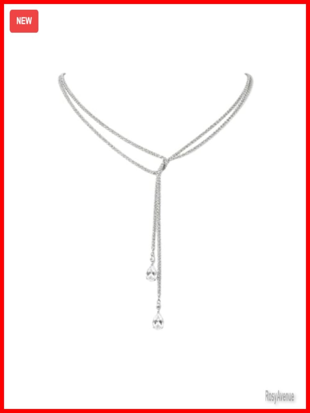 14K Gold Moissanite Waterdrop Pendant Necklace Double Chain Women